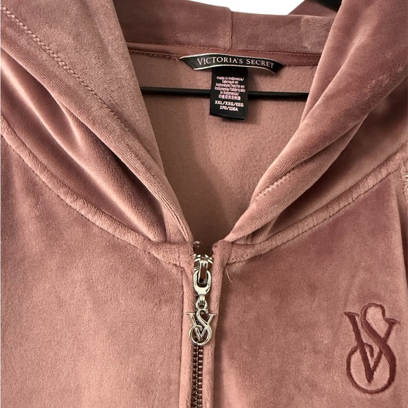 Victoria's Secret Dusty Pink Velvet Jacket full zip Rhinestone track jacket - Picture 5 of 8